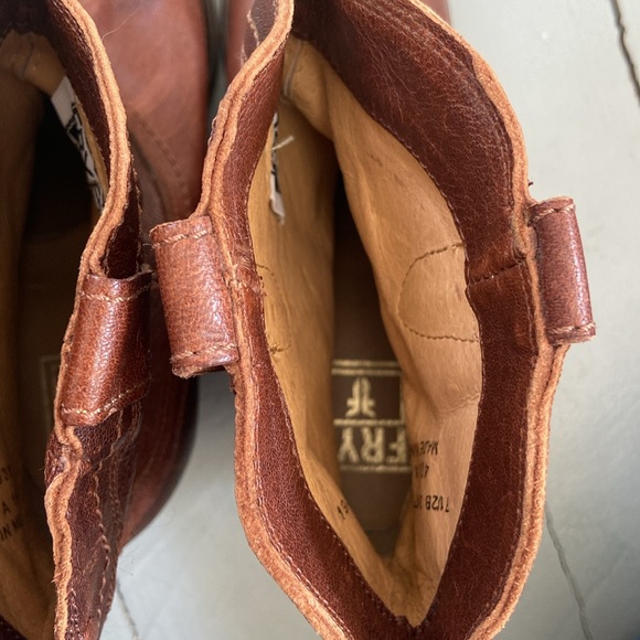 FRYE Brown Leather Western Cowboy Pull-On Ankle Boots - Picture 7 of 10